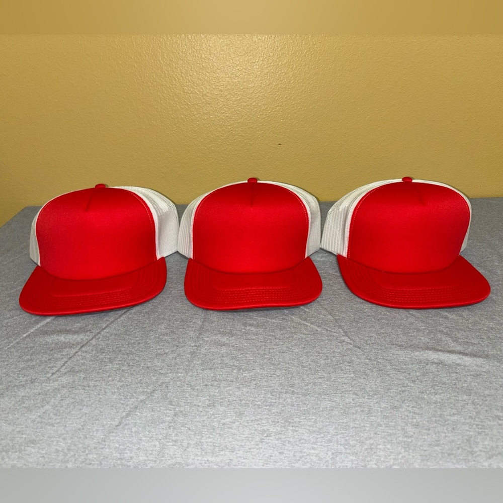 Red and White Trucker Hats Baseball Snapback